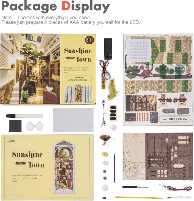 Kit de construcción de madera Book Nook – Sunshine Town 