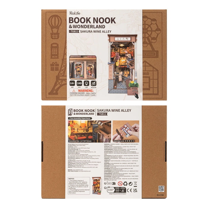 Kit de construcción de madera Book Nook – Callejón del vino de Sakura 