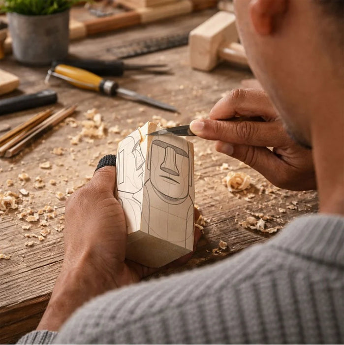 Mikamax Moai Carving Kit - DIY Houtsnijset Paaseiland