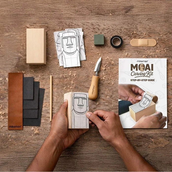 Mikamax Moai Carving Kit - DIY Houtsnijset Paaseiland