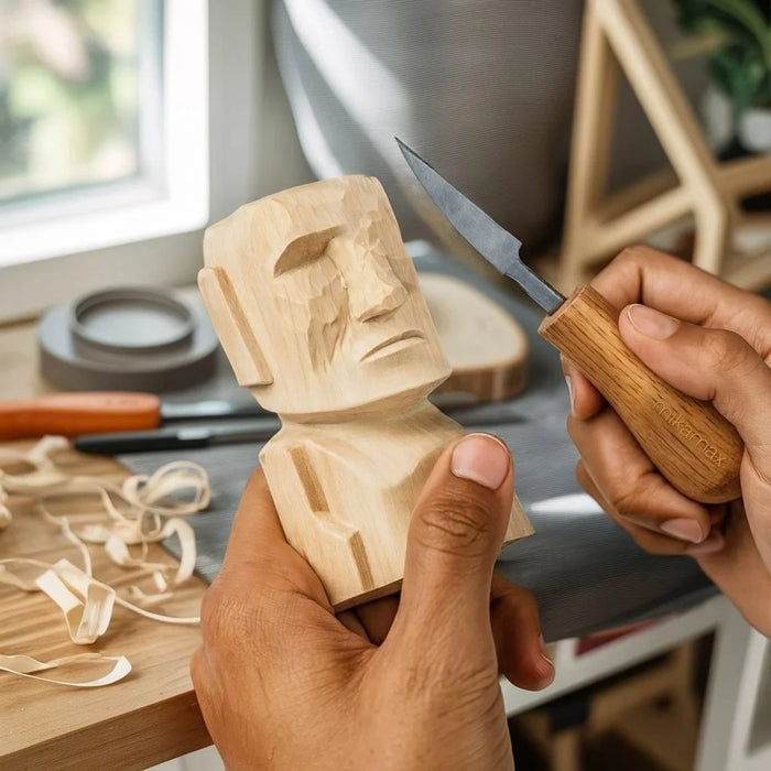 Mikamax Moai Carving Kit - DIY Houtsnijset Paaseiland