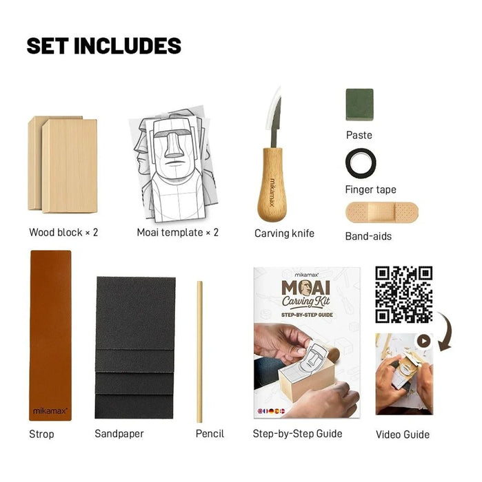 Mikamax Moai Carving Kit - DIY Houtsnijset Paaseiland