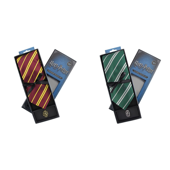 Harry Potter Deluxe-Set aus Krawatte und Ansteck-Pin: alle Varianten