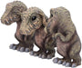 Drei weise T-Rex Figuren: Nichts sehen, nichts hören, nichts sagen