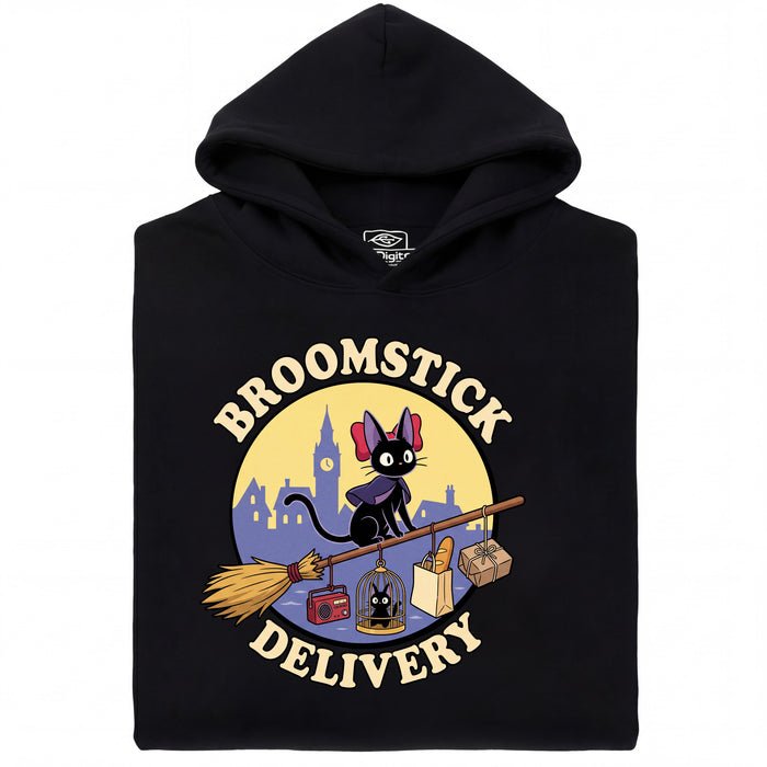 Broomstick Delivery - El Gato se Hace Cargo del Servicio de Entrega - Vista principal Sudadera Negro