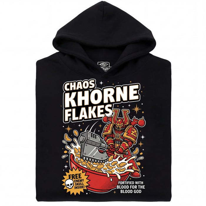Chaos Khorne Flakes - Vista principale Felpa con Cappuccio Nero