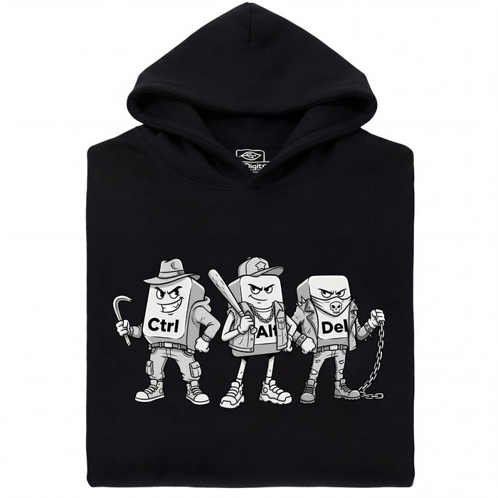 Ctrl Alt Del - The Hardest Gang on the Keyboard - Main View Hoodie Black