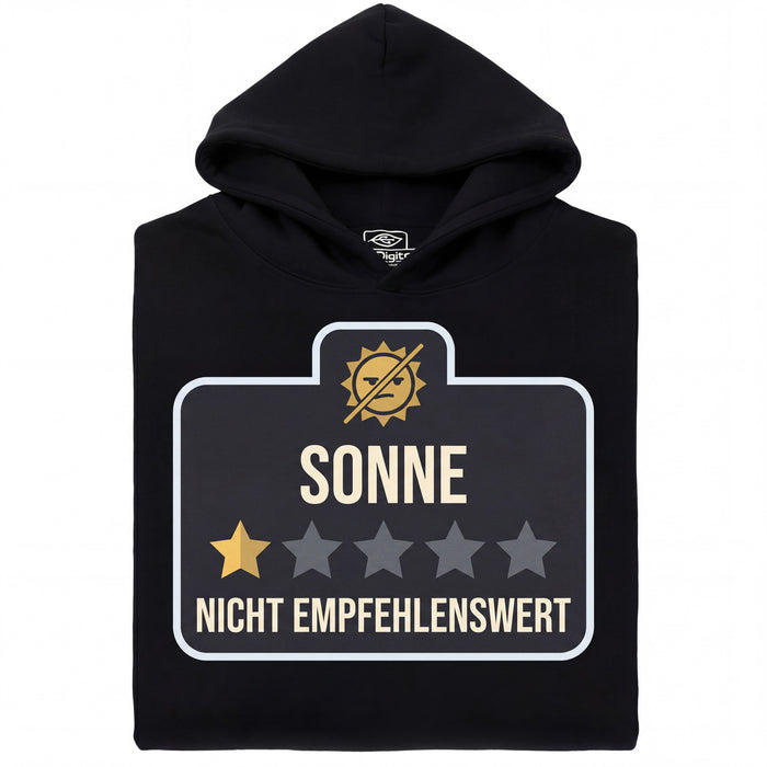 Zon - Niet Aanbevolen - Hoofdaanzicht Hoodie Zwart