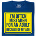 Mistaken For An Adult - Hoofdweergave T-Shirt Blauw