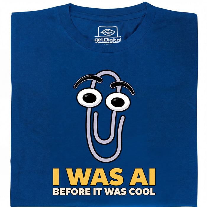 I Was AI Before It Was Cool - Vue principale T-Shirt Bleu