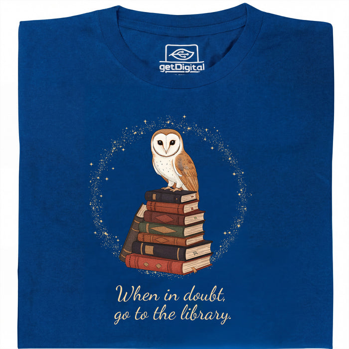 When in doubt, go to the library - Main view T-Shirt Blue