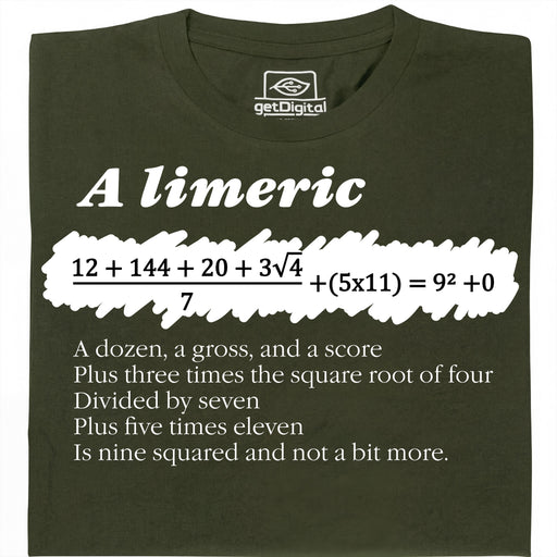A Limerick - Wiskundig gedicht met vergelijking - Hoofdweergave T-shirt Donkergroen