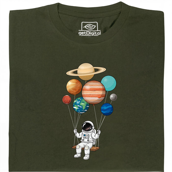 Cosmic Swing - Vista principal Camiseta Verde Oscuro