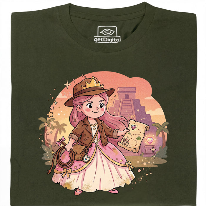 Nerdy Princess &amp; The Lost Temple - Vooraanzicht T-shirt Donkergroen