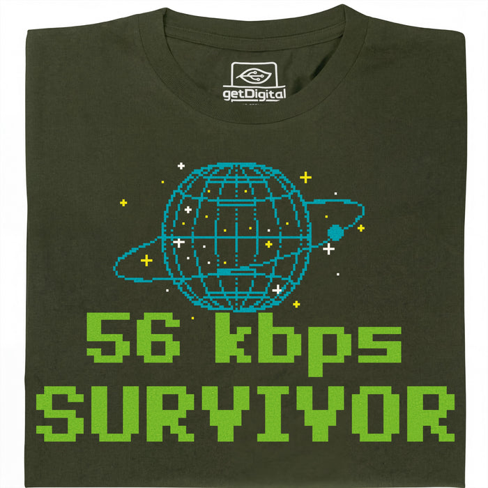 56kbps Survivor - Voorkant T-shirt Donkergroen