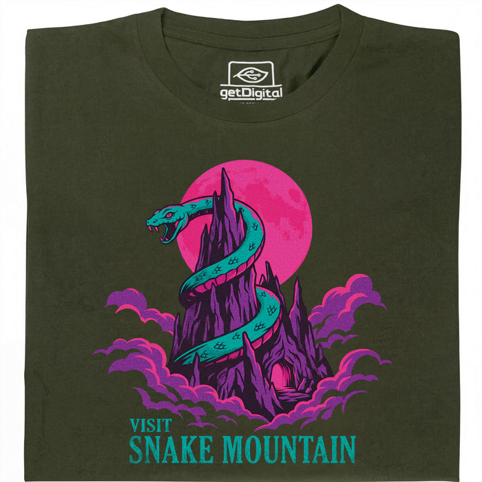 Visit Snake Mountain - Hoofdweergave T-shirt Donkergroen