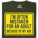 Mistaken For An Adult - Hoofdweergave T-Shirt Donkergroen