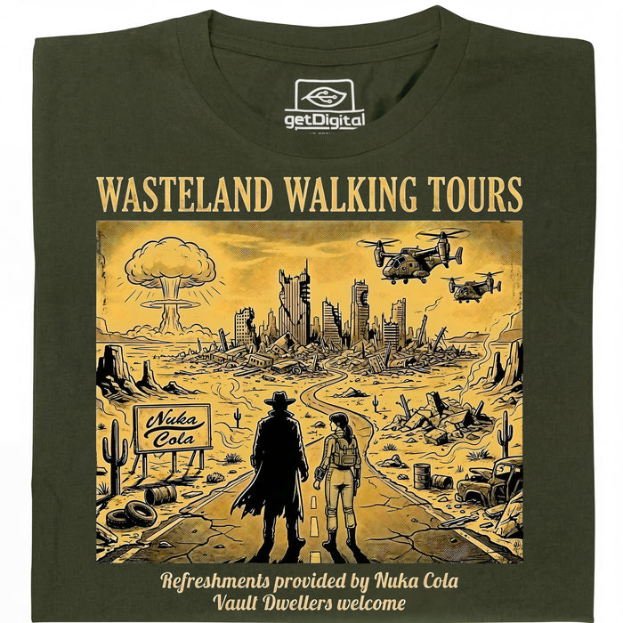Wasteland Walking Tours - Visualizzazione principale T-Shirt Verde Scuro