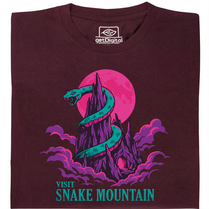 Visit Snake Mountain - Hoofdweergave T-shirt Donkerrood