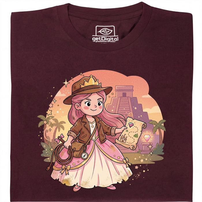 Nerdy Princess &amp; The Lost Temple - Vooraanzicht T-shirt Donkerrood