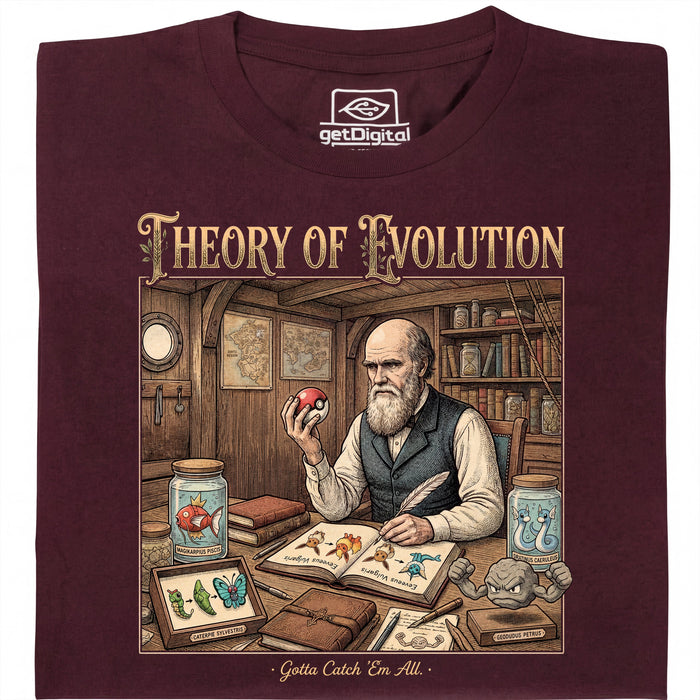 Theory of Evolution - Hoofdweergave T-Shirt Donkerrood