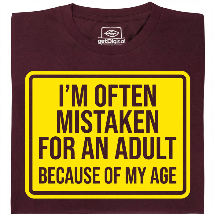 Mistaken For An Adult - Hoofdweergave T-Shirt Donkerrood