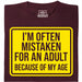 Mistaken For An Adult - Hoofdweergave T-Shirt Donkerrood