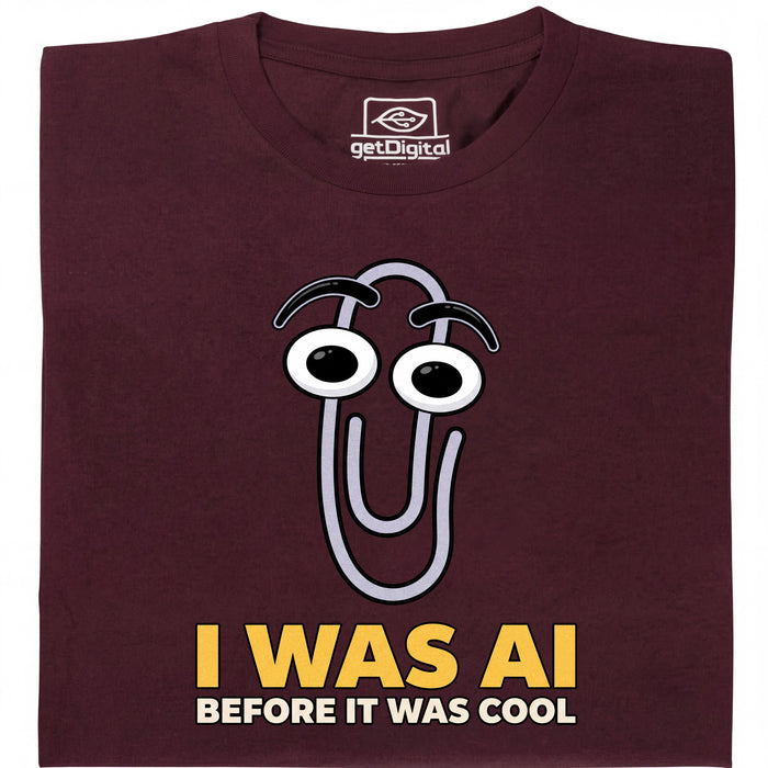 I Was AI Before It Was Cool - Vue principale T-Shirt Rouge Foncé