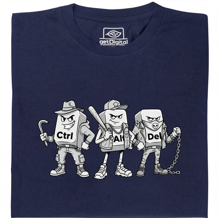 Ctrl Alt Del - The Hardest Gang on the Keyboard - Main View T-Shirt Navy Blue