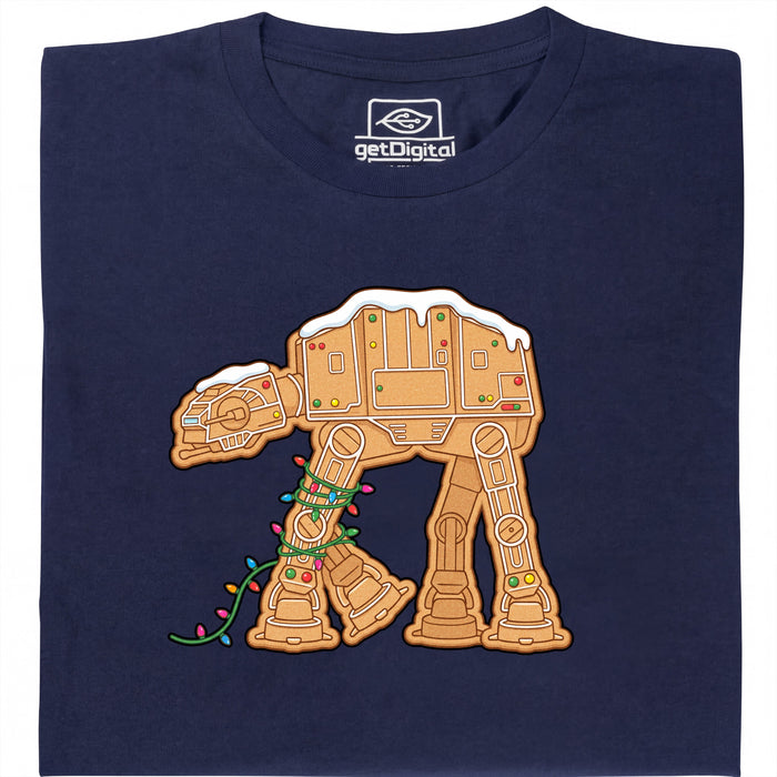 Biscuit Trébuchant - Marcheur Pain d'Épices dans Guirlande - Vue Principale T-Shirt Bleu Marine