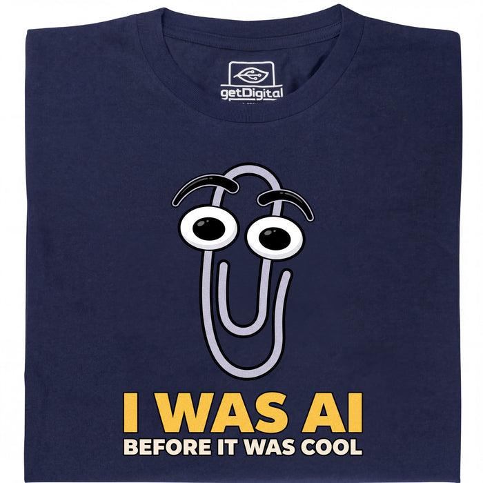 I Was AI Before It Was Cool - Vue principale T-Shirt Bleu Marine