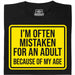 Mistaken For An Adult - Hoofdweergave T-Shirt Zwart