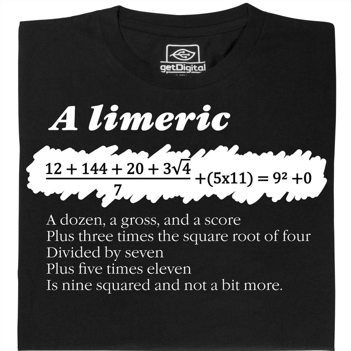 A Limerick - Math poem with equation - Main view T-shirt Black