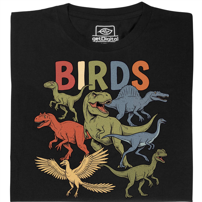 BIRDS - Vista frontale T-Shirt Nero