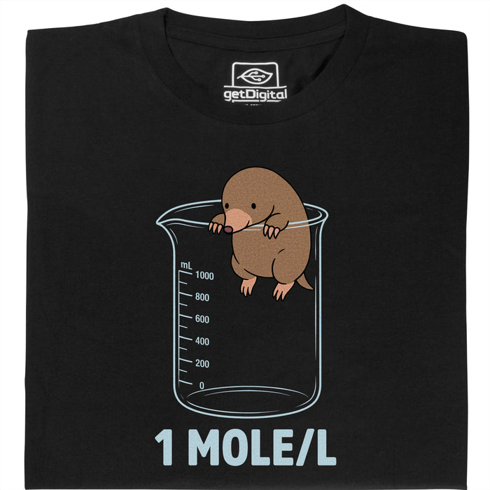 One Mole per Liter - Hoofdaanzicht T-Shirt Zwart