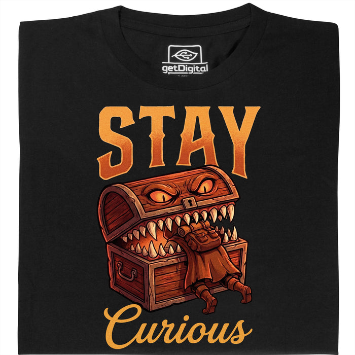 Stay Curious - Vue de face T-Shirt Noir