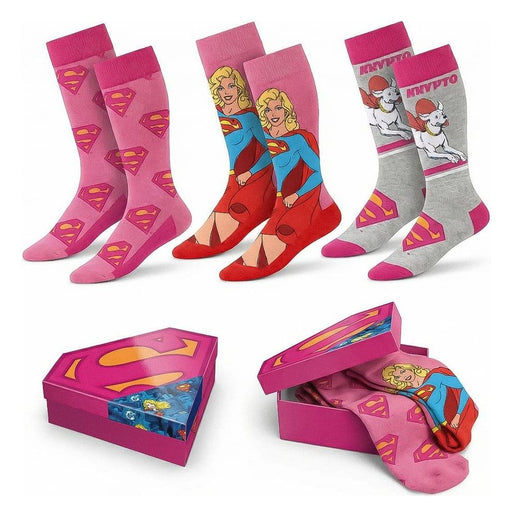 Calcetines DC Comics Supergirl y Krypto en pack de 3