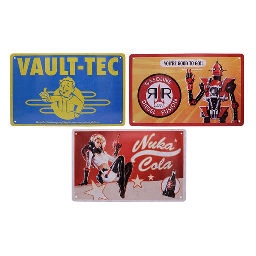 Fallout Set of 3 Tin Signs (Vault-Tec, Red Rocket, Nuka Cola)