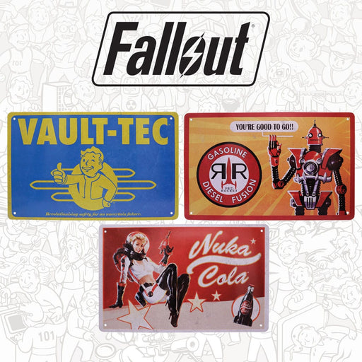 Fallout Set of 3 Tin Signs (Vault-Tec, Red Rocket, Nuka Cola)