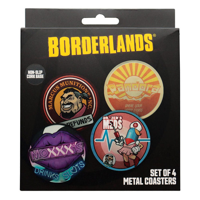 Borderlands Onderzetters set van 4 (metaal, kurken achterkant)