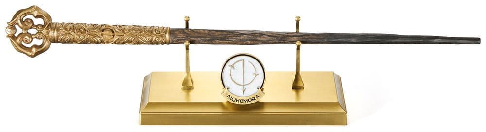 Harry Potter Zauberstab Alohomora mit Ständer und Anstecker