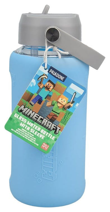 Minecraft glazen drinkfles met beschermhoes