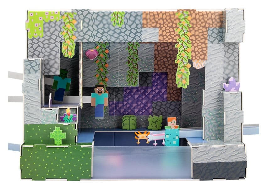 Maqueta 3D de Minecraft escena de cueva